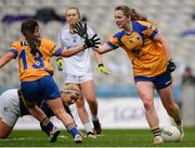 25 September 2016; Ailish Considine, right, of Clare is congratulated by teammate Ciara Hickey, left, after scoring her side's first goal during the TG4 Ladies Football All-Ireland Intermediate Football Championship Final match between Clare and Kildare at Croke Park in Dublin.  Photo by Seb Daly/Sportsfile