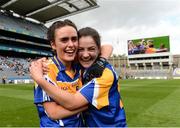 25 September 2016; Claire Farrell, left, and Emer Heaney of Longford celebrate after the TG4 Ladies Football All-Ireland Junior Football Championship Final match between Antrim and Longford at Croke Park in Dublin. Photo by Piaras Ó Mídheach/Sportsfile