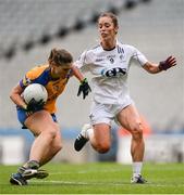 25 September 2016; Niamh Keane of Clare in action against Aisling Holton of Kildare during the TG4 Ladies Football All-Ireland Intermediate Football Championship Final match between Clare and Kildare at Croke Park in Dublin.  Photo by Piaras Ó Mídheach/Sportsfile