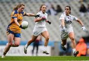 25 September 2016; Ailish Considine of Clare shoots under pressure from Paula Keatley of Kildare during the TG4 Ladies Football All-Ireland Intermediate Football Championship Final match between Clare and Kildare at Croke Park in Dublin.  Photo by Piaras Ó Mídheach/Sportsfile