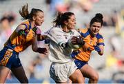 25 September 2016; Aisling Holton of Kildare in action against Kayleigh McCormack, left, and Laurie Ryan of Clare during the TG4 Ladies Football All-Ireland Intermediate Football Championship Final match between Clare and Kildare at Croke Park in Dublin.  Photo by Seb Daly/Sportsfile