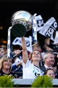 25 September 2016; Kildare captain Aisling Holton lifts the trophy following her side's victory after the TG4 Ladies Football All-Ireland Intermediate Football Championship Final match between Clare and Kildare at Croke Park in Dublin.  Photo by Seb Daly/Sportsfile