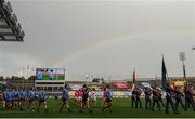 25 September 2016; A rainbow appears as the players from Dublin and Cork parade ahead of the Ladies Football All-Ireland Senior Football Championship Final match between Cork and Dublin at Croke Park in Dublin.  Photo by Seb Daly/Sportsfile