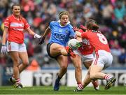 25 September 2016; Noelle Healy of Dublin has her shot blocked down by Marie Ambrose and Rena Buckley, right, of Cork during the Ladies Football All-Ireland Senior Football Championship Final match between Cork and Dublin at Croke Park in Dublin. Photo by Brendan Moran/Sportsfile