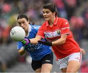 25 September 2016; Marie Ambrose of Cork in action against Sinéad Aherne of Dublin during the Ladies Football All-Ireland Senior Football Championship Final match between Cork and Dublin at Croke Park in Dublin. Photo by Brendan Moran/Sportsfile