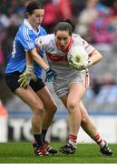 25 September 2016; Martina O'Brien of Cork in action against Sinéad Aherne of Dublin during the Ladies Football All-Ireland Senior Football Championship Final match between Cork and Dublin at Croke Park in Dublin. Photo by Brendan Moran/Sportsfile