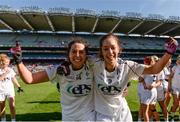 25 September 2016; Noelle Earley, left, and Aisling Holton of Kildare celebrate after the TG4 Ladies Football All-Ireland Intermediate Football Championship Final match between Clare and Kildare at Croke Park in Dublin.  Photo by Piaras Ó Mídheach/Sportsfile