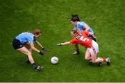25 September 2016; Vera Foley of Cork in action against Lauren Magee, left, and Sinéad Aherne of Dublin during the Ladies Football All-Ireland Senior Football Championship Final match between Cork v Dublin at Croke Park in Dublin.  Photo by Piaras Ó Mídheach/Sportsfile