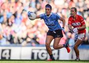 25 September 2016; Niamh McEvoy of Dublin in action against Bríd Stack of Cork during the Ladies Football All-Ireland Senior Football Championship Final match between Cork and Dublin at Croke Park in Dublin.  Photo by Seb Daly/Sportsfile