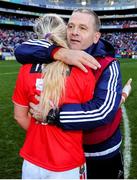 25 September 2016; Cork manager Ephie Fitzgerald celebrates with Bríd Stack following their team's victory after the Ladies Football All-Ireland Senior Football Championship Final match between Cork and Dublin at Croke Park in Dublin.  Photo by Seb Daly/Sportsfile