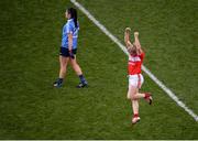 25 September 2016; Briege Corkery of Cork celebrates at the final whistle as Olwen Carey of Dublin looks on during the Ladies Football All-Ireland Senior Football Championship Final match between Cork v Dublin at Croke Park in Dublin.  Photo by Piaras Ó Mídheach/Sportsfile