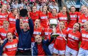 25 September 2016; Cork manager Ephie Fitzgerald with the Brendan Martin cup after the Ladies Football All-Ireland Senior Football Championship Final match between Cork v Dublin at Croke Park in Dublin.  Photo by Piaras Ó Mídheach/Sportsfile