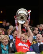 25 September 2016; Briege Corkery of Cork lifts the Brendan Martin cup after the Ladies Football All-Ireland Senior Football Championship Final match between Cork v Dublin at Croke Park in Dublin.  Photo by Piaras Ó Mídheach/Sportsfile