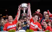 25 September 2016; Rena Buckley, left, and Shauna Kelly of Cork lift the cup following their victory after the Ladies Football All-Ireland Senior Football Championship Final match between Cork and Dublin at Croke Park in Dublin.  Photo by Seb Daly/Sportsfile