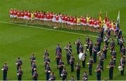 25 September 2016; The Cork squad stand for the National Anthem prior to the Ladies Football All-Ireland Senior Football Championship Final match between Cork v Dublin at Croke Park in Dublin.  Photo by Piaras Ó Mídheach/Sportsfile