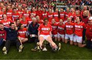 25 September 2016; The Cork team and Rhona Ní Bhuachalla, centre, celebrate with the Brendan Martin Cup after winning the Ladies Football All-Ireland Senior Football Championship Final match between Cork and Dublin at Croke Park in Dublin.  Photo by Brendan Moran/Sportsfile