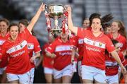 25 September 2016; Áine Hayes, left, and Bríd O'Sullivan of Cork celebrate with the Brendan Martin Cup after the Ladies Football All-Ireland Senior Football Championship Final match between Cork and Dublin at Croke Park in Dublin.  Photo by Brendan Moran/Sportsfile