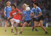 25 September 2016; Eimear Scally of Cork in action against Carla Rowe, centre, and Sinéad Goldrick of Dublin during the Ladies Football All-Ireland Senior Football Championship Final match between Cork and Dublin at Croke Park in Dublin.  Photo by Brendan Moran/Sportsfile