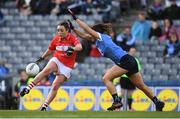 25 September 2016; Orlagh Farmer of Cork in action against Niamh Collins of Dublin during the Ladies Football All-Ireland Senior Football Championship Final match between Cork and Dublin at Croke Park in Dublin.  Photo by Brendan Moran/Sportsfile