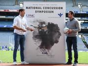 26 September 2016; Bon Secours Health System and UMPC, the leader in concussion worldwide, have come together with the GAA to present Ireland's first Concussion Symposium which takes place in Croke Park on Saturday October 8, 2016. The event will feature a panel discussion involving some of the GAA's leading players, including Donegal footballer Michael Murphy and Tipperary hurler Seamus Callinan, and their own experiences of concussion. The National Concussion Symposium will take place in Croke Park on Saturday October 8th in Croke Park hosted by UPMC and the Bon Secours Health System in association with the GAA and those wishing to atttend can regiser their interest by email to gillian@investnet.ie or by calling 017008508. In attendance at the briefing are Seamus Callinan, left, of Tipperary and Michael Murphy of Donegal. Photo by Brendan Moran/Sportsfile