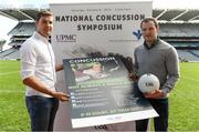 26 September 2016; Bon Secours Health System and UMPC, the leader in concussion worldwide, have come together with the GAA to present Ireland's first Concussion Symposium which takes place in Croke Park on Saturday October 8, 2016. The event will feature a panel discussion involving some of the GAA's leading players, including Donegal footballer Michael Murphy and Tipperary hurler Seamus Callinan, and their own experiences of concussion. The National Concussion Symposium will take place in Croke Park on Saturday October 8th in Croke Park hosted by UPMC and the Bon Secours Health System in association with the GAA and those wishing to atttend can regiser their interest by email to gillian@investnet.ie or by calling 017008508. In attendance at the briefing are Seamus Callinan, left, of Tipperary and Michael Murphy of Donegal. Photo by Brendan Moran/Sportsfile