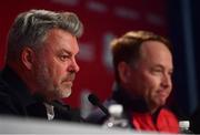 26 September 2016; Europe team captain Darren Clarke, left, and and USA captain Davis Love III ahead of The 2016 Ryder Cup Matches at the Hazeltine National Golf Club in Chaska, Minnesota, USA. Photo by Ramsey Cardy/Sportsfile