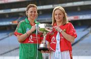 1 February 2011; In attendance at the launch of the 2011 Bord Gáis Energy Ladies National Football League are Fiona McHale, left, of Mayo with Amy O'Shea of Cork and the Division 1 trophy. Croke Park, Dublin. Picture credit: Brendan Moran / SPORTSFILE
