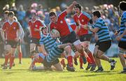 2 February 2011; Joey Bodkin, CUS, in action against David Symes, St Gerard's College. Powerade Leinster Schools Rugby Senior Cup, First Round, St Gerard's College v CUS, Blackrock College RFC, Stradbrook Road, Blackrock, Dublin. Picture credit: Matt Browne / SPORTSFILE