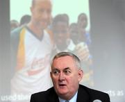 2 February 2011; The GAA have announced 'Playing for Life' as one of the Association's official charities for 2011. The Association welcomes the partnership between the two organisations and will work with Playing for Life to further highlight the excellent work among GAA members and Clubs that the charity has overseen in Africa since it's inception. 'Playing for Life' was established by RTE sports presenter Tracy Piggott and has worked with Tanzania, Kenya, and Malawi since 2005 focusing on the teaching and training of skills and trades and also self - sustainability through education. At the launch is Uachtarán Cumann Lúthchleas Gael Criostóir Ó Cuana. Croke Park, Dublin. Picture credit: Brian Lawless / SPORTSFILE