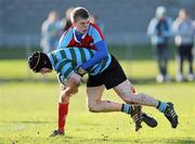 2 February 2011; David Symes, St Gerard's College, in action against Colm Driver, CUS. Powerade Leinster Schools Rugby Senior Cup, First Round, St Gerard's College v CUS, Blackrock College RFC, Stradbrook Road, Blackrock, Dublin. Picture credit: Matt Browne / SPORTSFILE