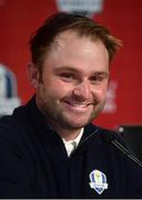 27 September 2016; Andy Sullivan of Europe during a press conference after the team photocalls at The 2016 Ryder Cup Matches at the Hazeltine National Golf Club in Chaska, Minnesota, USA. Photo by Ramsey Cardy/Sportsfile