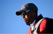 27 September 2016; USA vice-captain Tiger Woods arrives for the team photocalls at The 2016 Ryder Cup Matches at the Hazeltine National Golf Club in Chaska, Minnesota, USA. Photo by Ramsey Cardy/Sportsfile