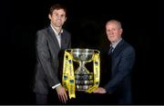 27 September 2016; At the launch of Aviva’s sponsorship of the FAI Junior Cup for the 2016/2017 season are former Republic of Ireland international Kevin Kilbane, elft, and Paddy McGrath, FAI Junior Council. This is Aviva’s 5th year sponsoring the FAI Junior Cup, the largest amateur football competition in Europe with over 600 teams beginning on the #RoadToAviva this weekend. Aviva’s sponsorship ensures the Final will be played at the Aviva Stadium next May while they have also launched the “Put Your Name on It” campaign which encourages clubs to put their name on the competition in different ways to be in with a chance to secure unique prizes for their clubs including High Performance Training Sessions and Training & Match Video Analysis. For more information log on to www.aviva.ie/faijuniorcup #RoadToAviva. Aviva Stadium in Dublin. Photo by Brendan Moran/Sportsfile