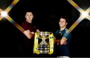 27 September 2016; At the launch of Aviva’s sponsorship of the FAI Junior Cup for the 2016/2017 season are Brian Gartland, left, of Dundalk FC and Adam McGuirk of Sheriff Youth Club, holders of the FAI Junior Cup. This is Aviva’s 5th year sponsoring the FAI Junior Cup, the largest amateur football competition in Europe with over 600 teams beginning on the #RoadToAviva this weekend. Aviva’s sponsorship ensures the Final will be played at the Aviva Stadium next May while they have also launched the “Put Your Name on It” campaign which encourages clubs to put their name on the competition in different ways to be in with a chance to secure unique prizes for their clubs including High Performance Training Sessions and Training & Match Video Analysis. For more information log on to www.aviva.ie/faijuniorcup #RoadToAviva. Aviva Stadium in Dublin. Photo by Brendan Moran/Sportsfile