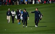 27 September 2016; Rory McIlroy, left, and Sergio García of Europe during a practice session ahead of The 2016 Ryder Cup Matches at the Hazeltine National Golf Club in Chaska, Minnesota, USA. Photo by Ramsey Cardy/Sportsfile