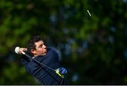 27 September 2016; Rory McIlroy of Europe watches his tee shot from the second tee box during a practice session ahead of The 2016 Ryder Cup Matches at the Hazeltine National Golf Club in Chaska, Minnesota, USA. Photo by Ramsey Cardy/Sportsfile