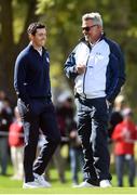 27 September 2016; Rory McIlroy of Europe with European team captain Darren Clarke during a practice session ahead of The 2016 Ryder Cup Matches at the Hazeltine National Golf Club in Chaska, Minnesota, USA. Photo by Ramsey Cardy/Sportsfile