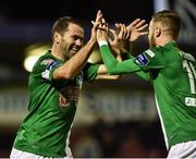 27 September 2016; Dave Mulcahy, left of Cork City celebrates after scoring his sides fourth goal with teammate Kevin O'Connor during the SSE Airtricity League Premier Division match between Cork City and Galway United at Turners Cross in Cork. Photo by David Maher/Sportsfile