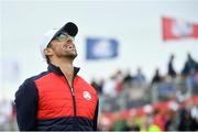 27 September 2016; 23 time Olympic Gold medalist Michael Phelps on the 1st tee box during the Celebrity Matches at The 2016 Ryder Cup Matches at the Hazeltine National Golf Club in Chaska, Minnesota, USA. Photo by Ramsey Cardy/Sportsfile