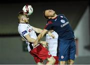 27 September 2016; Sean Hoare of St Patrick's Athletic in action against Achille Campion of Sligo Rovers during the SSE Airtricity League Premier Division match between St Patrick's Athletic and Sligo Rovers at Richmond Park in Dublin. Photo by Matt Browne/Sportsfile
