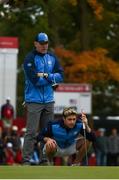 27 September 2016; Singer Niall Horan, below, and Former Ireland and Munster rugby player Paul O’Connell of Europe during the Celebrity Matches at The 2016 Ryder Cup Matches at the Hazeltine National Golf Club in Chaska, Minnesota, USA. Photo by Ramsey Cardy/Sportsfile