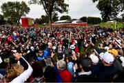 27 September 2016; Singer Niall Horan of Europe signs autographs during the Celebrity Matches at The 2016 Ryder Cup Matches at the Hazeltine National Golf Club in Chaska, Minnesota, USA. Photo by Ramsey Cardy/Sportsfile