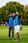 27 September 2016; Former Ireland and Munster rugby player Paul O’Connell watches a shot by team-mate Singer Niall Horan of Europe during the Celebrity Matches at The 2016 Ryder Cup Matches at the Hazeltine National Golf Club in Chaska, Minnesota, USA. Photo by Ramsey Cardy/Sportsfile