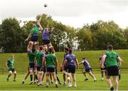 28 September 2016; Munster's Peter O'Mahony and Billy Holland contest a lineout during Munster Rugby Squad Training at University of Limerick in Limerick. Photo by Diarmuid Greene/Sportsfile