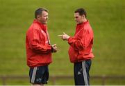 28 September 2016; Munster head coach Anthony Foley, left, and director of rugby Rassie Erasmus in conversation during Munster Rugby Squad Training at University of Limerick in Limerick. Photo by Diarmuid Greene/Sportsfile