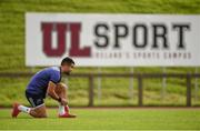 28 September 2016; Munster's Conor Murray ties his boot laces during Munster Rugby Squad Training at University of Limerick in Limerick. Photo by Diarmuid Greene/Sportsfile