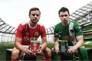 28 September 2016; It’s time to make your mark as EA SPORTS™ celebrates the launch of FIFA 17 in Ireland with the exclusive creation of SSE Airtricity League covers. Pictured at the announcement was Ger O’Brien (St. Patrick’s Athletic) and  John Dunleavy (Cork City). Photo by David Maher/Sportsfile