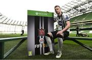 28 September 2016; Ciaran Kilduff, Dundalk FC, pictured with his FIFA 17 SSE Airtricity League Club Pack. Featuring the individual club crest of all 12 Premier Division teams, Irish fans from across the country can show their support and download this special sleeve for free when the game launches this #FIFA17THURSDAY.  Photo by David Maher/Sportsfile