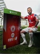 28 September 2016; Rafael Cretaro, Sligo Rovers  pictured with his FIFA 17 SSE Airtricity League Club Pack. Featuring the individual club crest of all 12 Premier Division teams, Irish fans from across the country can show their support and download this special sleeve for free when the game launches this #FIFA17THURSDAY. Photo by David Maher/Sportsfile