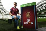 28 September 2016;  Vinny Faherty, Galway United, pictured with his FIFA 17 SSE Airtricity League Club Pack. Featuring the individual club crest of all 12 Premier Division teams, Irish fans from across the country can show their support and download this special sleeve for free when the game launches this #FIFA17THURSDAY.  Photo by David Maher/Sportsfile